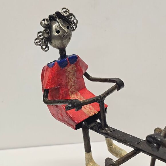 Vintage Signed Manuel FELGUEREZ Folk Art Metal Seesaw Modernist Sculpture Mexico - Picture 8 of 9